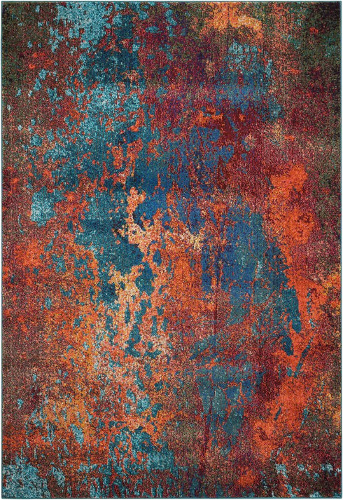 2' X 4' Atlantic Abstract Power Loom Non Skid Area Rug